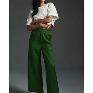 Anthropologie Maeve Linen/ Viscose wide leg pants, elastic waist, Size Large